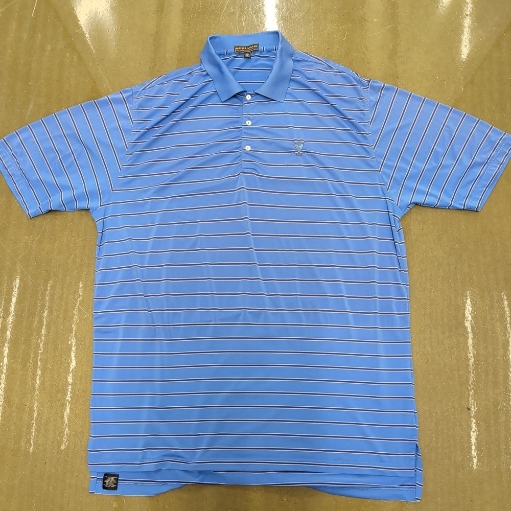 Peter Millar Polo XXL Mens Blue Striped Summer Comfort Golf Performance Shirt — photo 2